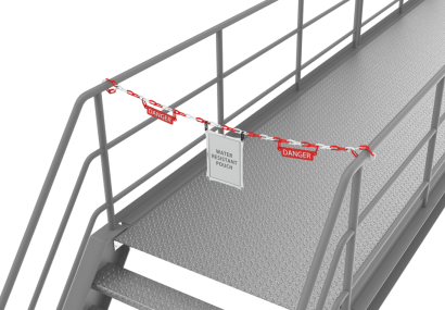 Dropsafe barricade ved ståltrappe